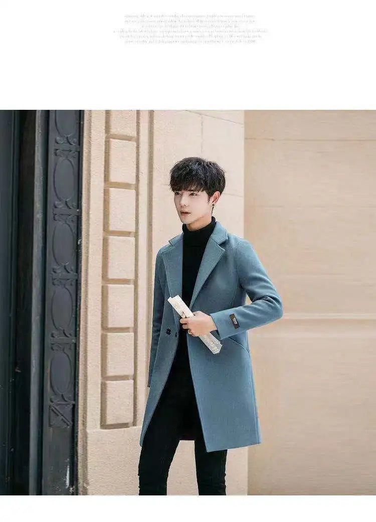 Men's Slim Fit Tweed Woolen Coat