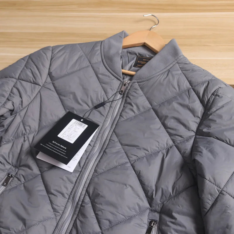 Men's Quilted Diamond Baseball Collar Jacket