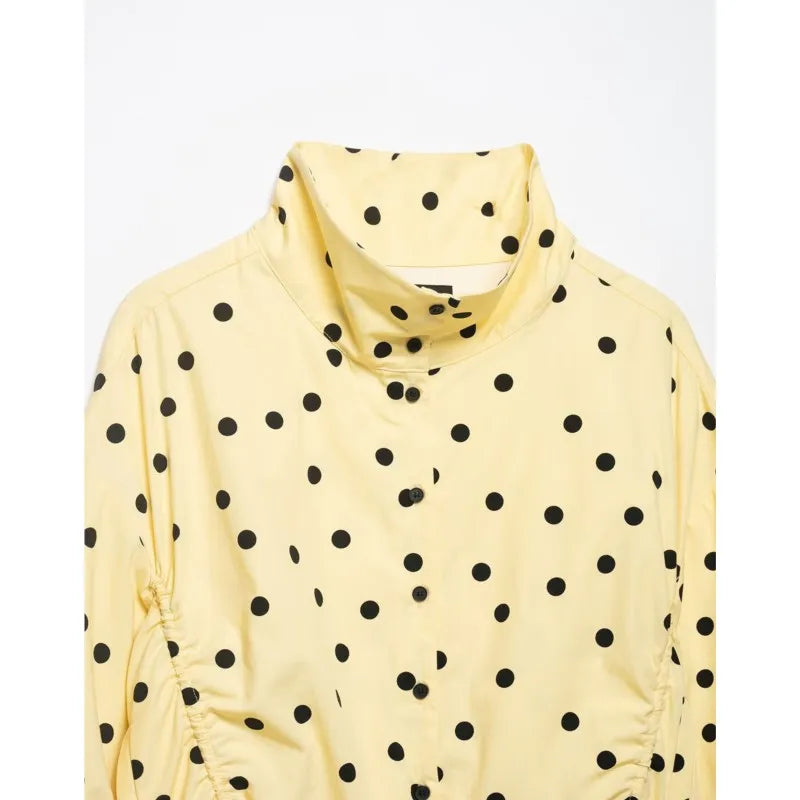 Women's Polka Dot Tie High Collar Jacket