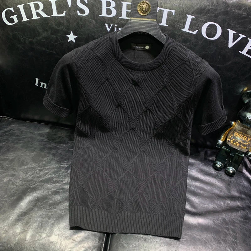 Korean Knitted Solid Color T-Shirt