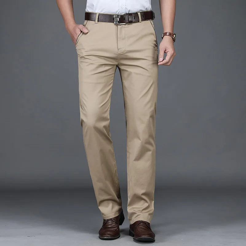Men's Stretch Cotton Straight Leg Trousers