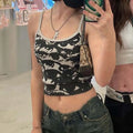 Streetwear Retro Y2K Crop Tops Women Sexy Tight-Fit Contrast Spaghetti Strap Vest Female Summer Fashion Personality Camisole