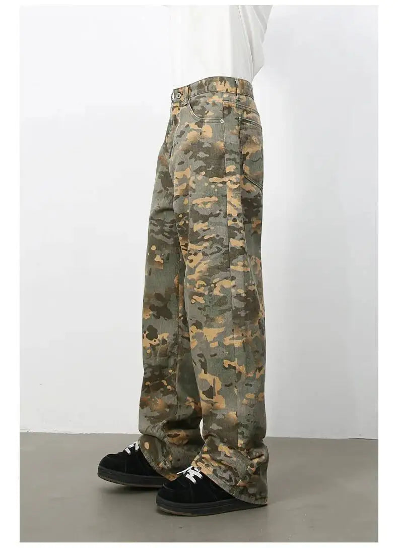 Men's Camouflage Wide Leg Denim Pants