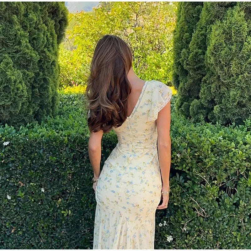 Women's Floral Puff Sleeve Maxi Dress