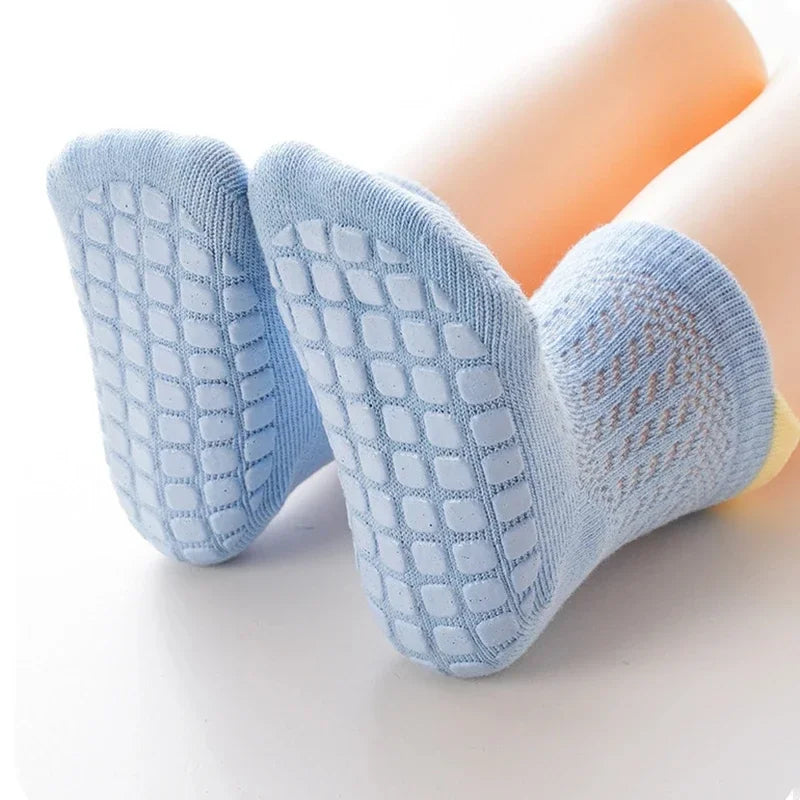 3pairs/lot RAISE 6 Colored Non-slip Baby Girl Sock Breathable Thin Infant Girl Cotton Socks Kids Mesh Socks Children's Socks Kit