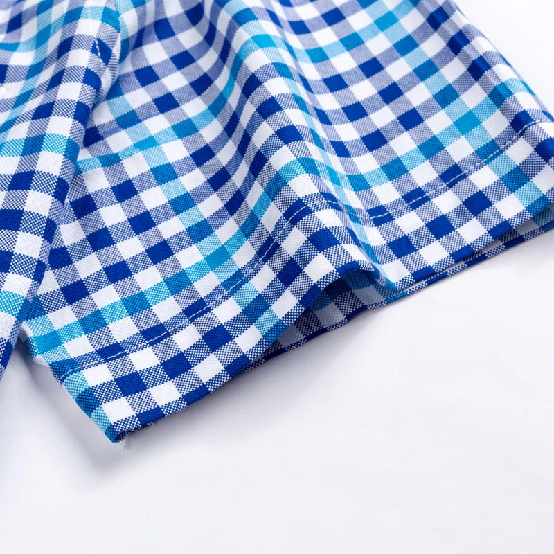 Men's Plaid Gingham Short Sleeve Shirt