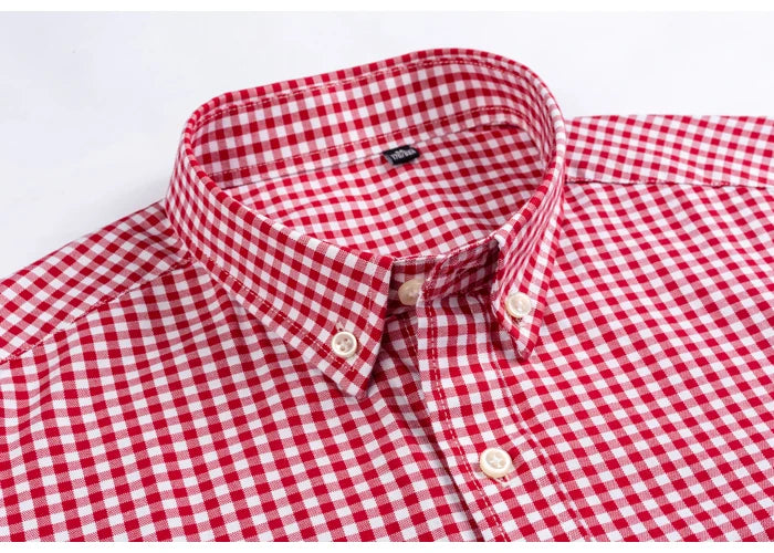 Men's Plaid Gingham Short Sleeve Shirt