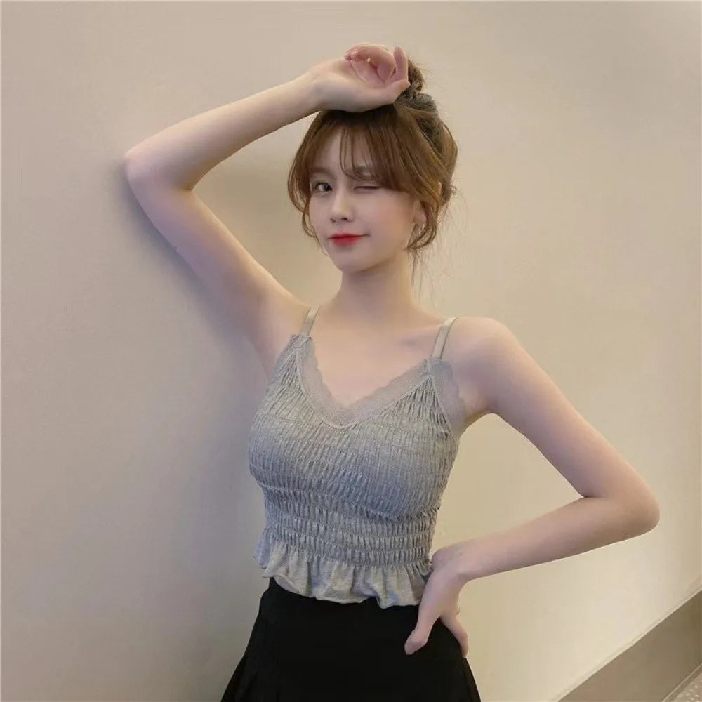 Women's Lace Camisole with Built-In Bra
