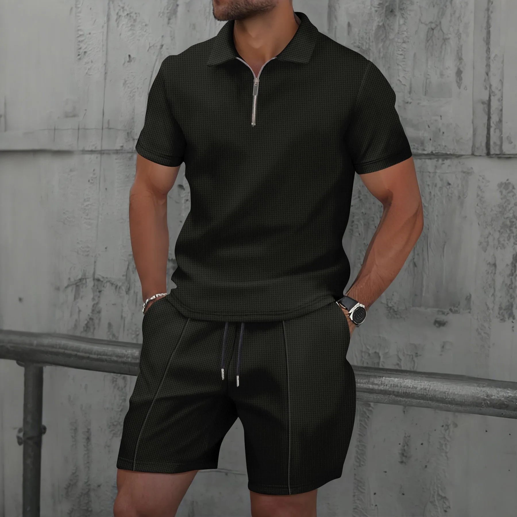 Men's Polo Shirt and Shorts 2-Piece Set