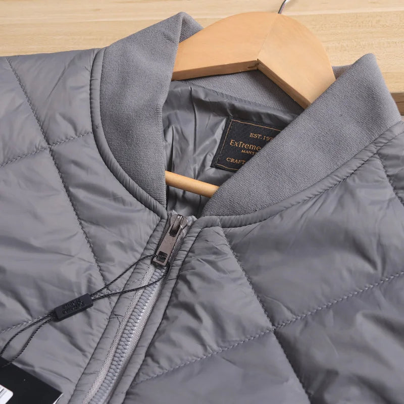 Men's Quilted Diamond Baseball Collar Jacket