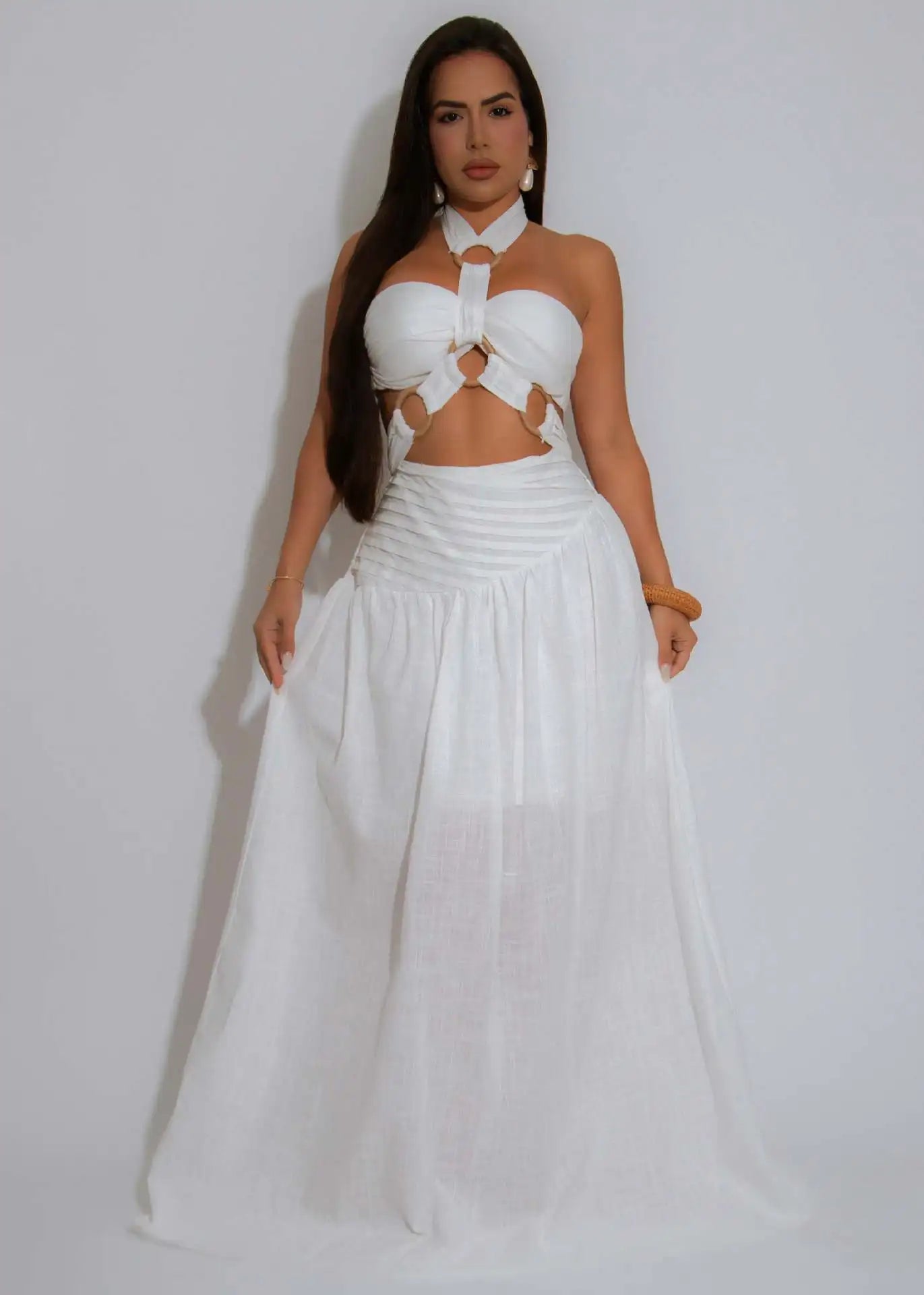 Women's Halter Top and Long Skirt 2-Piece Set