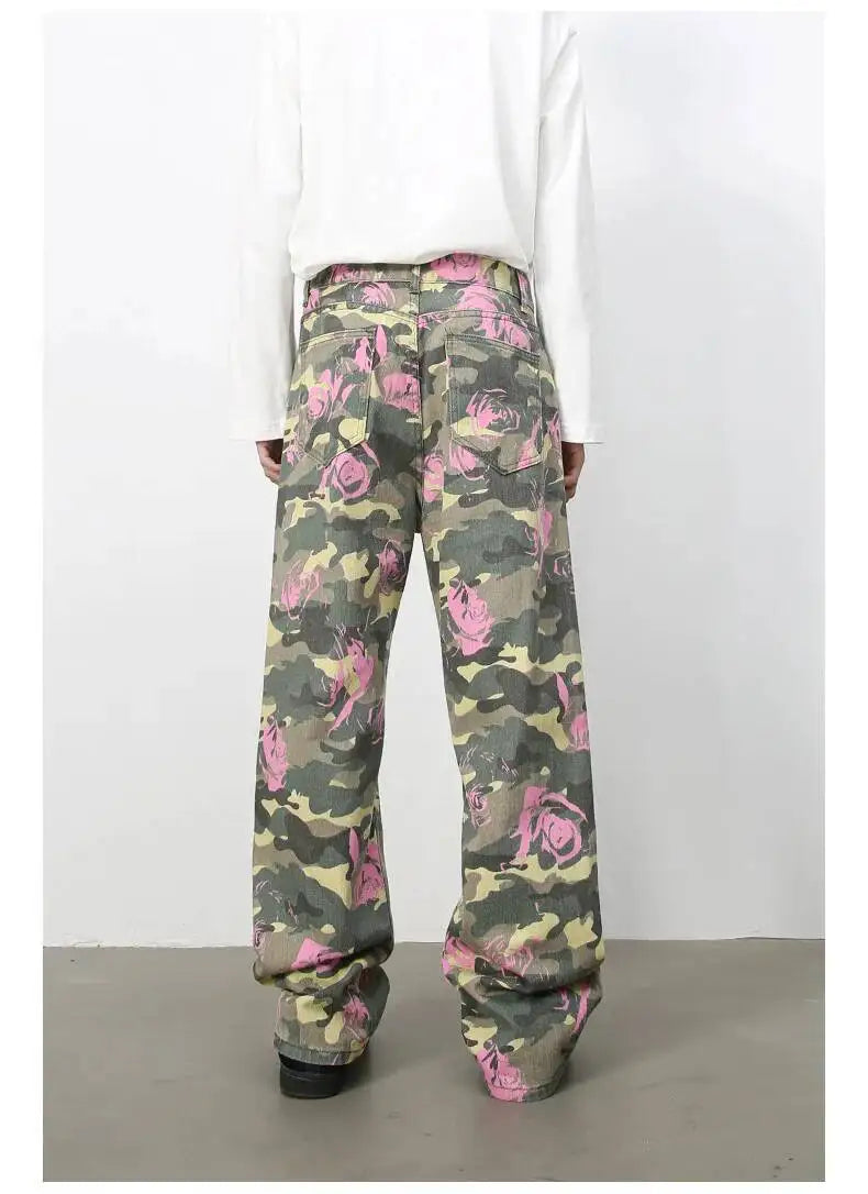 Men's Camouflage Wide Leg Denim Pants