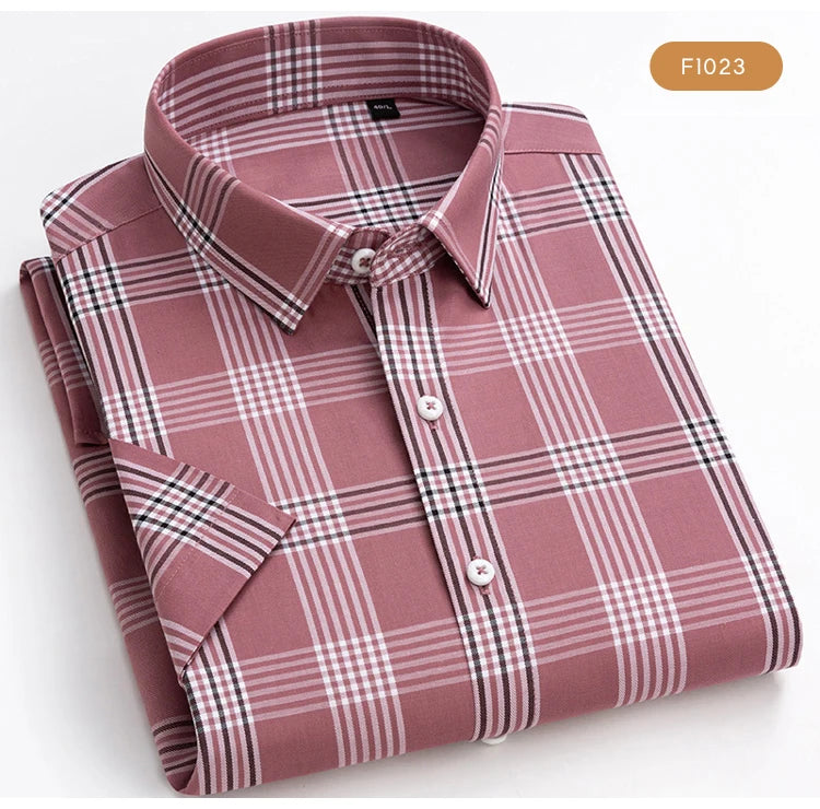 Men's Plaid Gingham Short Sleeve Shirt