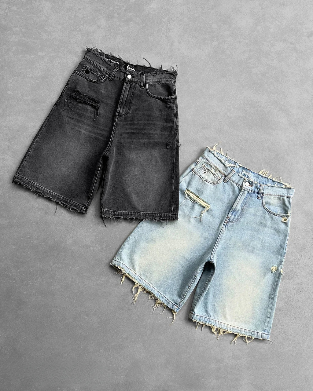 Y2K Ripped Baggy Denim Shorts