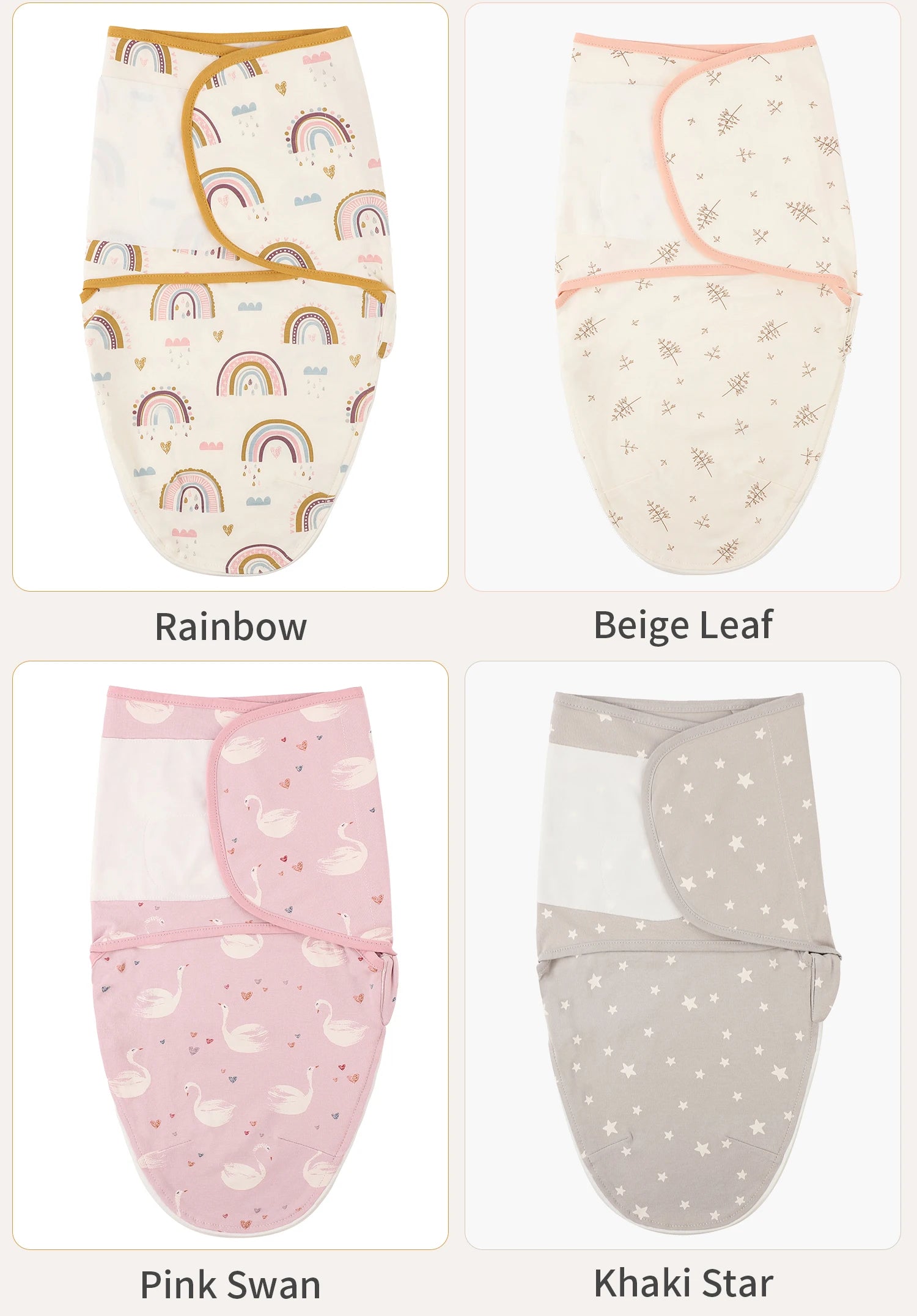 INSULAR Baby Cotton Swaddling Cloth With Caps Envelope Type Newborn Cartoon Envelope Anti-Startle Adjustable Bedding Item