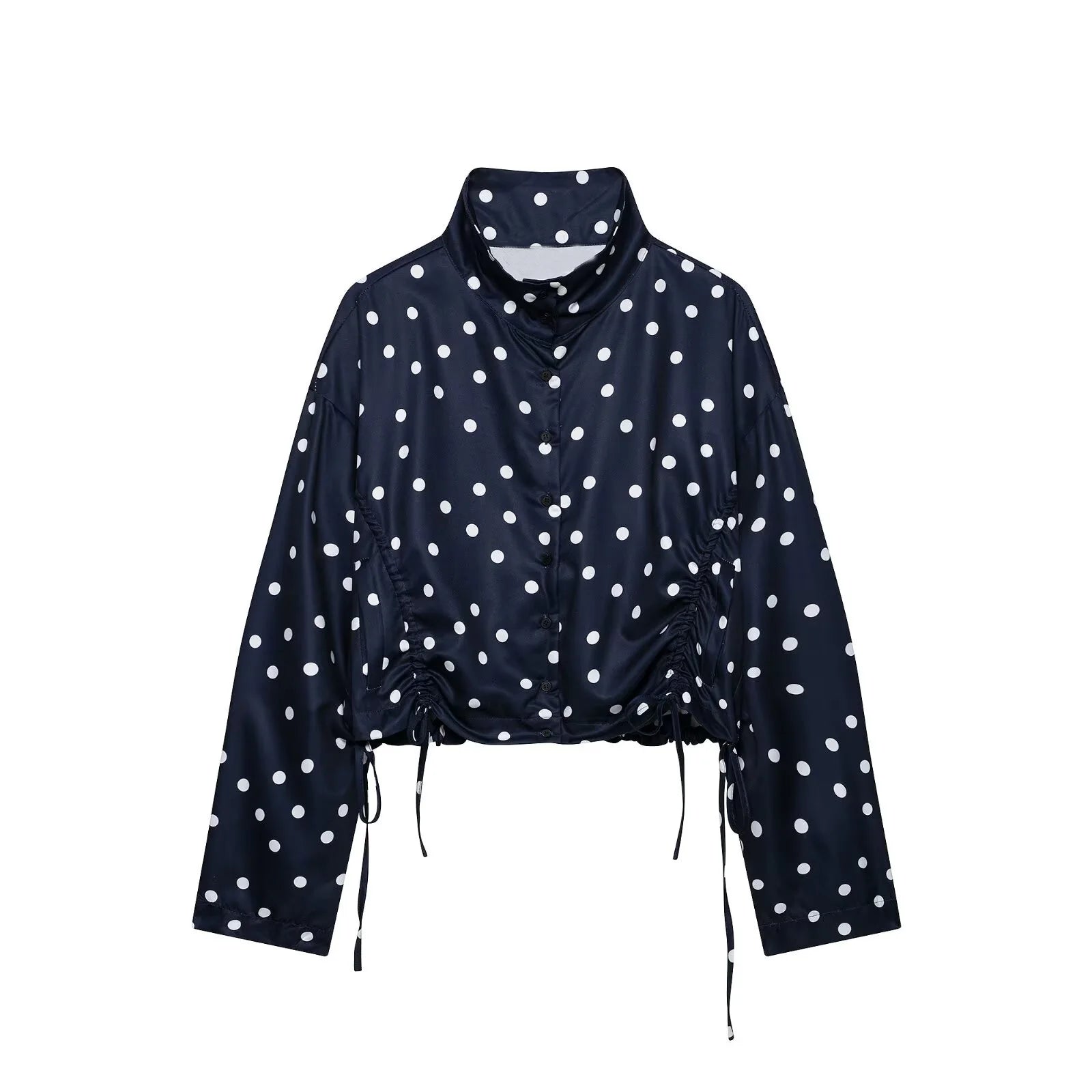 Women's Polka Dot Tie High Collar Jacket