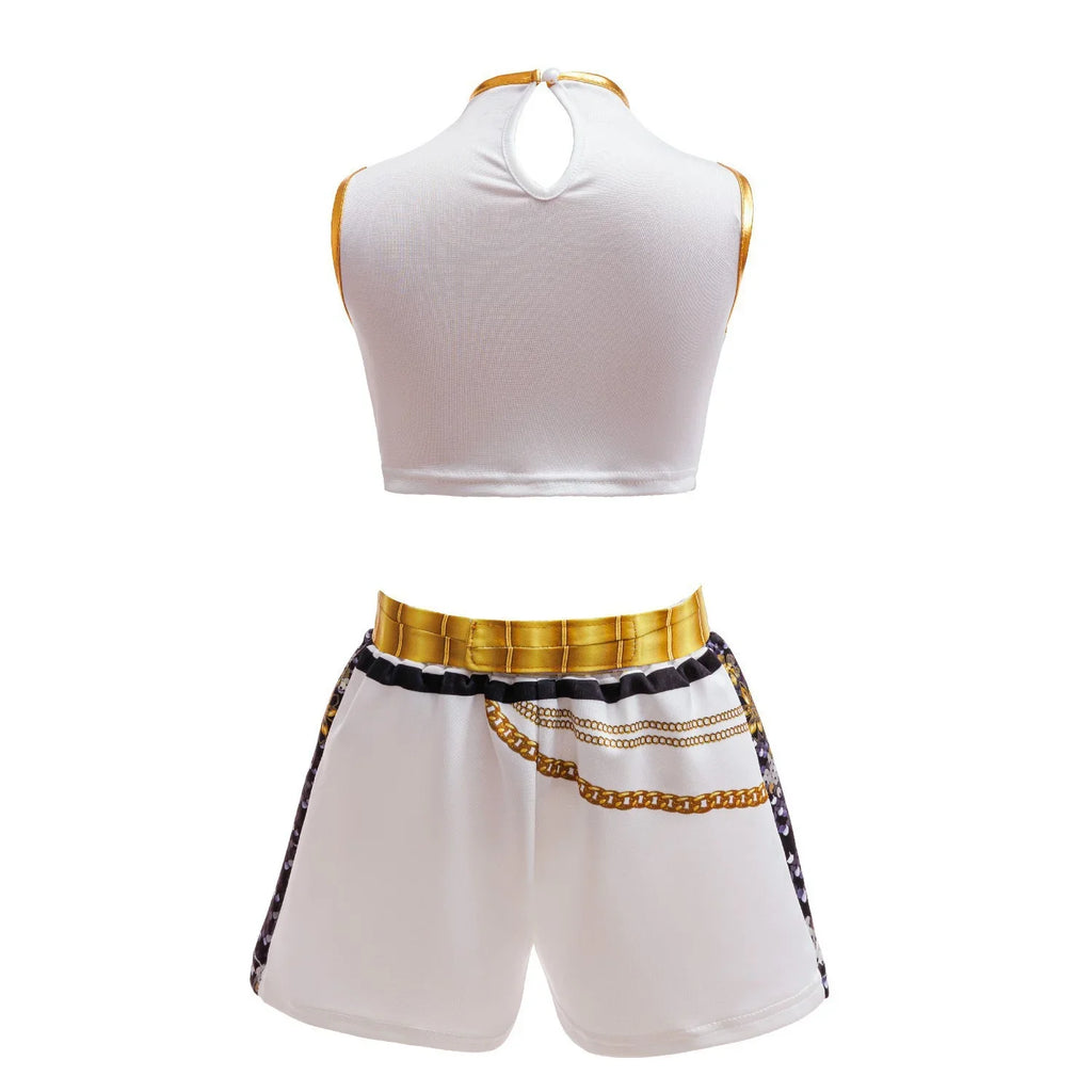 Girls Sequin Hip Hop Dance Outfit Set Crop Top Jacket Shorts with Purple Braid Wig Kids Jazz Stage Costume