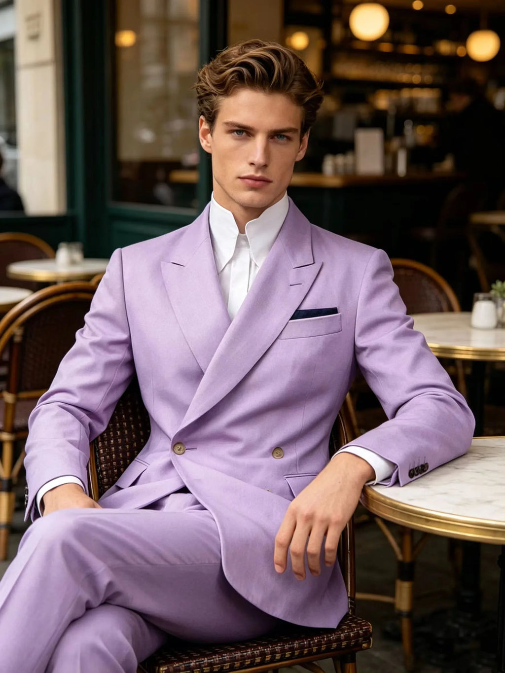 Men's Linen Double Breasted Blazer
