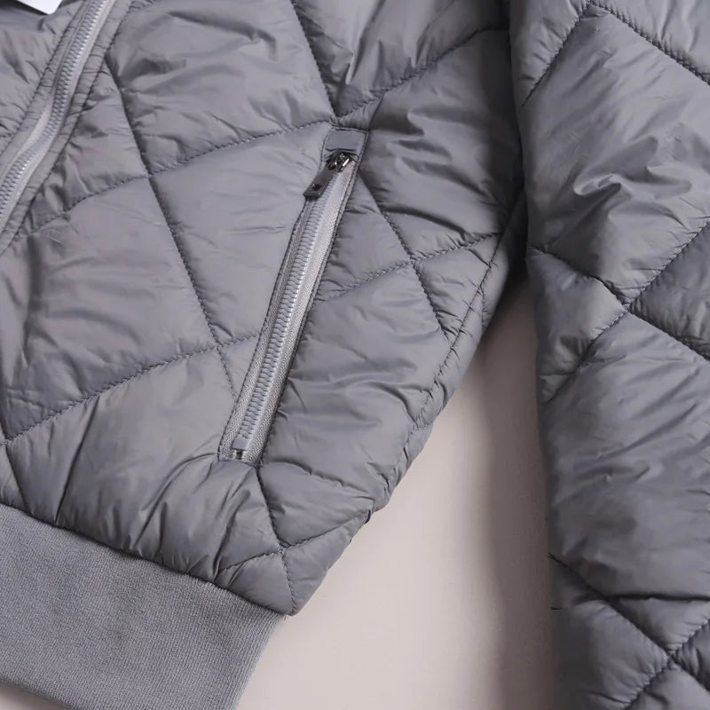 Men's Quilted Diamond Baseball Collar Jacket