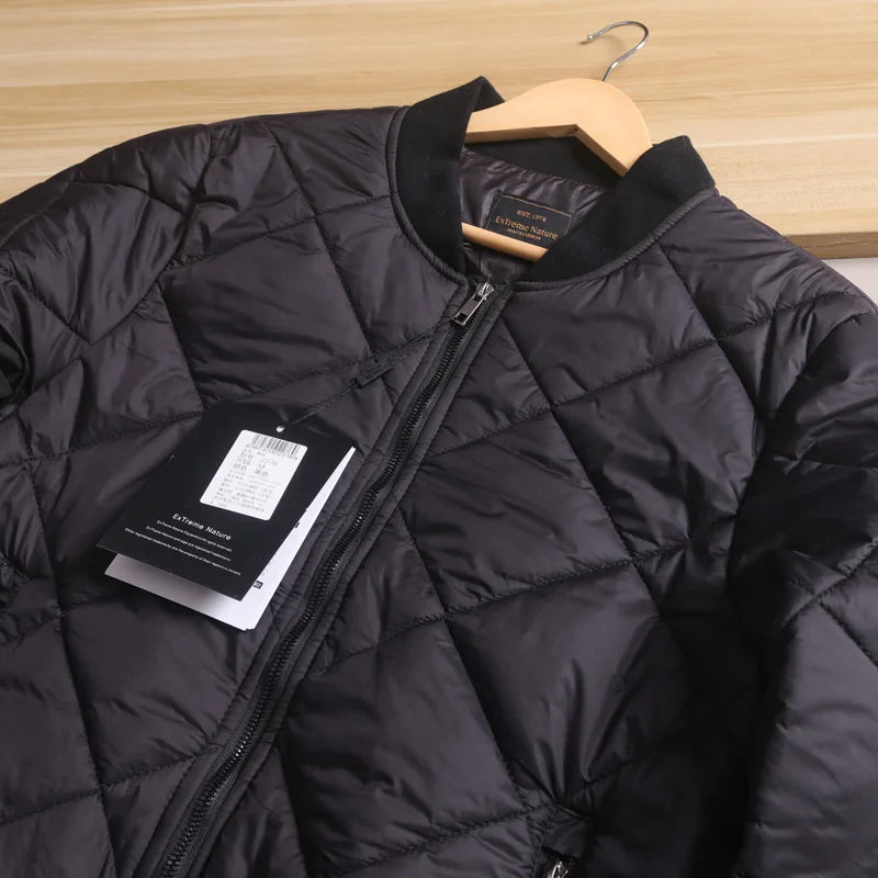 Men's Quilted Diamond Baseball Collar Jacket