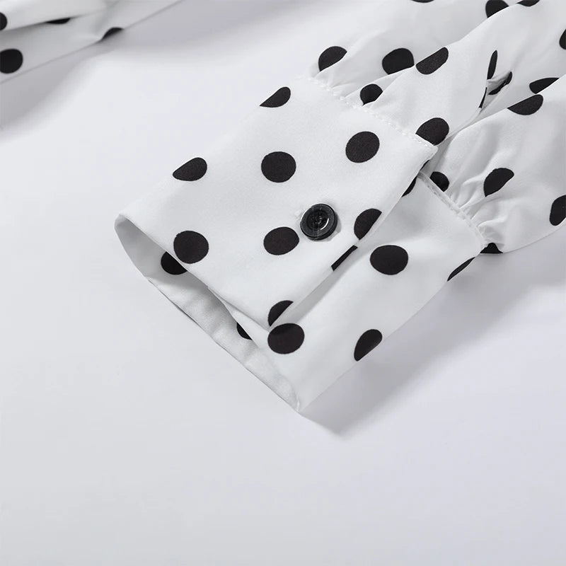 Women's Dot Shirt and Wide Leg Pants Set