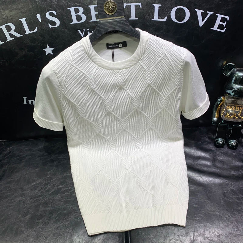 Korean Knitted Solid Color T-Shirt