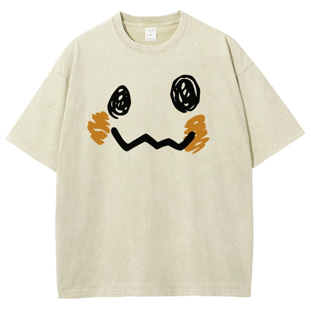 Anime Graphic Oversized Vintage Washed T-Shirt