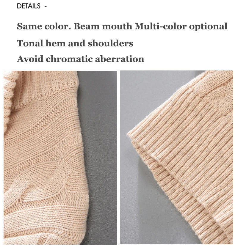 pure Cotton Sweaters Men's High Quality Autumn Cable Knit Christmas Sweater With Zipper Turtleneck Pullovers Zipper Pull Homme