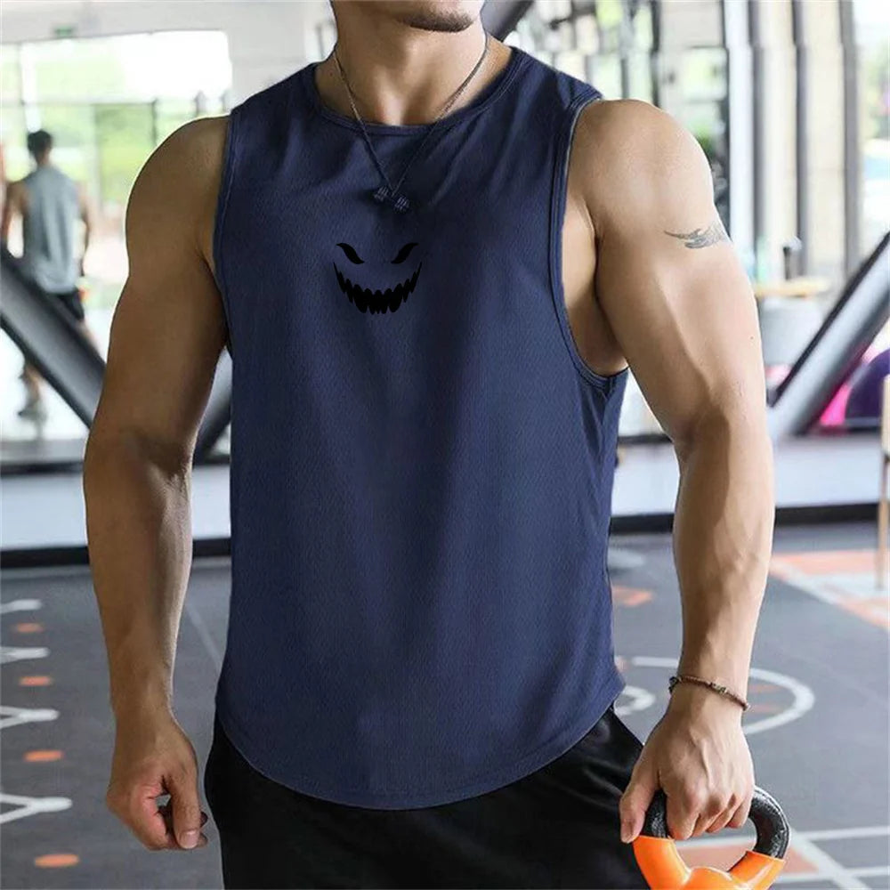 2026 men's T-shirt vest summer fashion trend printed casual style loose and comfortable street wear breathable quick drying vest