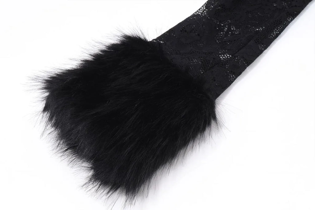 Women's Y2K Furry Crop Top and Mini Skirt Set