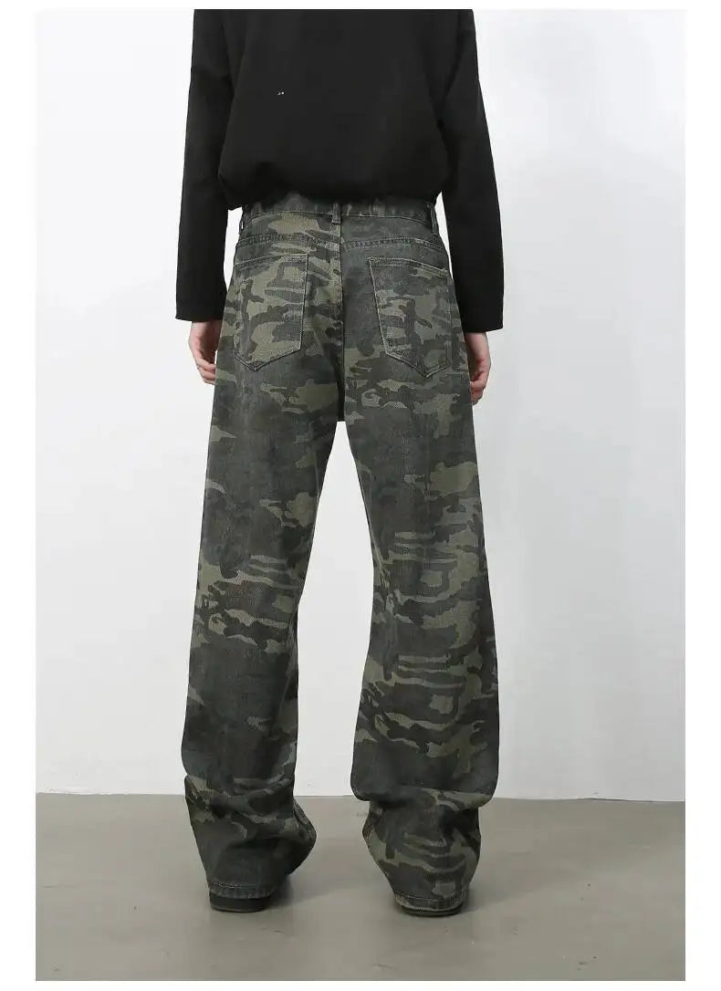 Men's Camouflage Wide Leg Denim Pants
