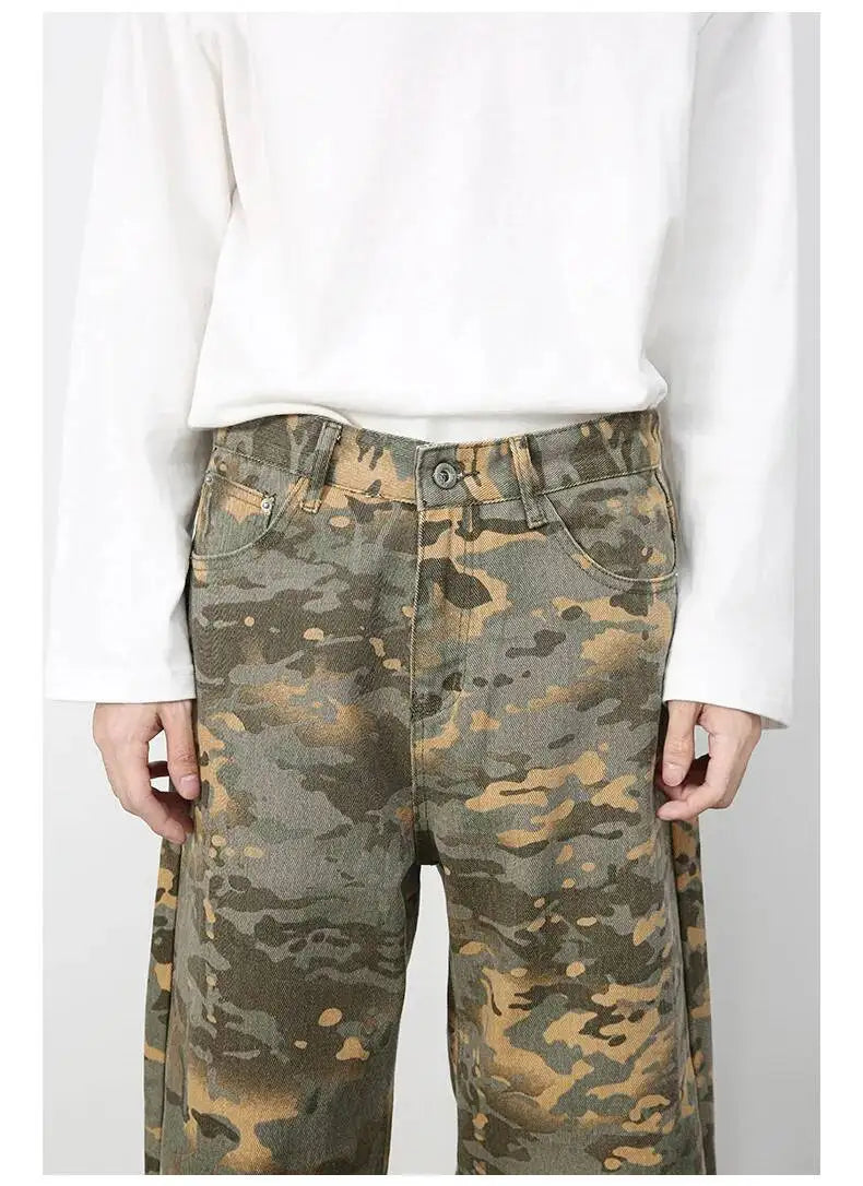 Men's Camouflage Wide Leg Denim Pants