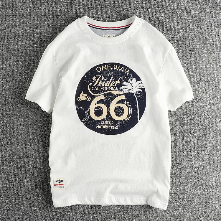 American Retro Motorcycle Print T-Shirt