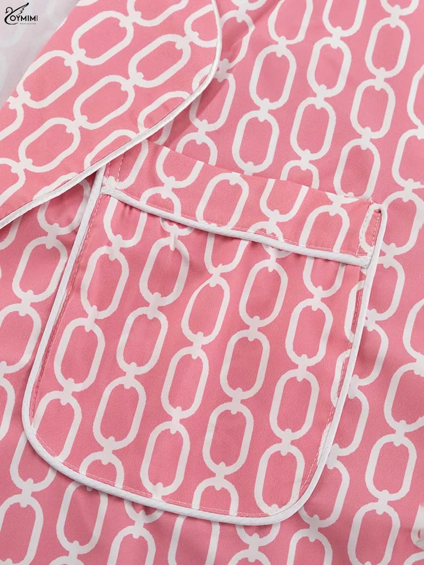 Women's Pink Print Shirt and Trousers Set