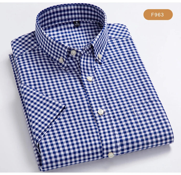 Men's Plaid Gingham Short Sleeve Shirt