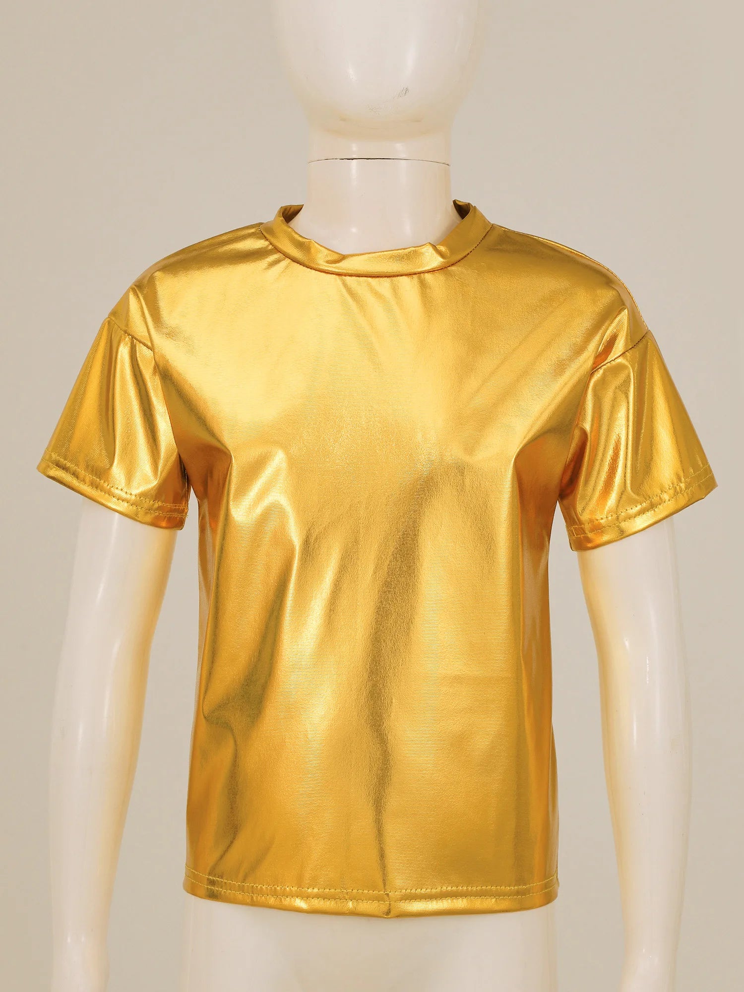 Kids Girls Boys Fashion Clothes Set Metallic Shiny T-shirt with Pants Suit for Jazz Hip Hop Street Dance Performance Costume