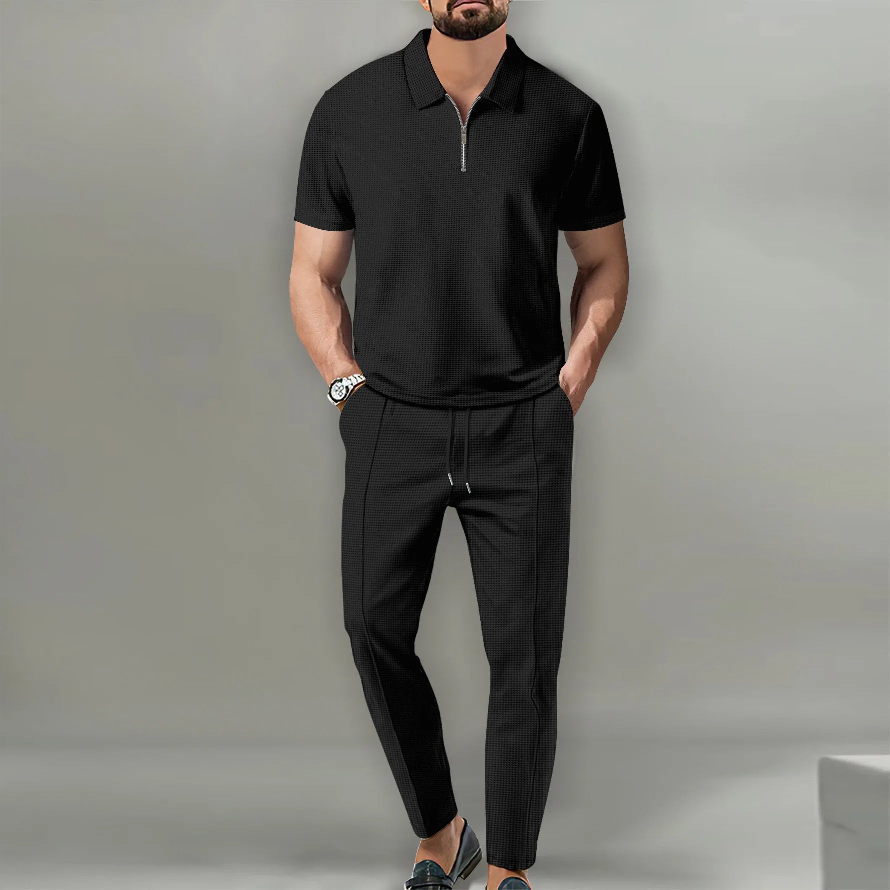 Men's Polo Shirt and Shorts 2-Piece Set