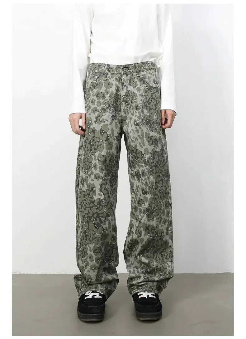 Men's Camouflage Wide Leg Denim Pants