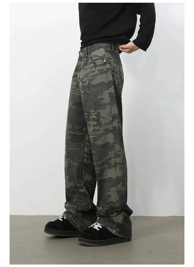 Men's Camouflage Wide Leg Denim Pants