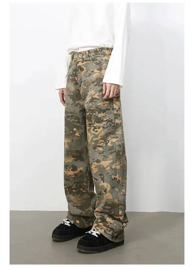 Men's Camouflage Wide Leg Denim Pants