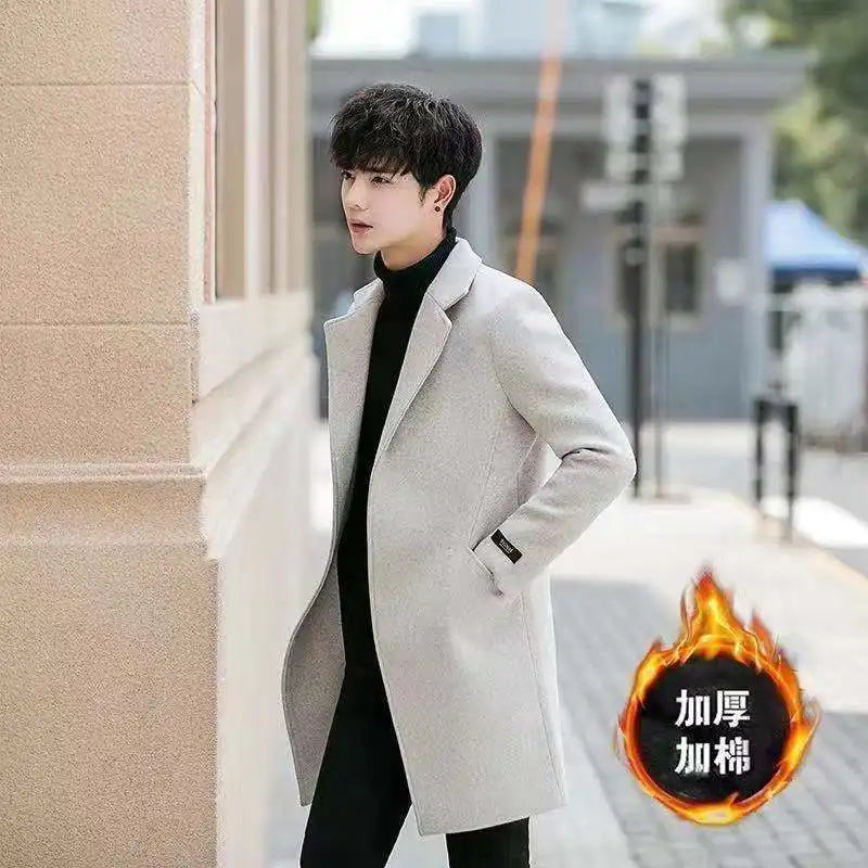 Men's Slim Fit Tweed Woolen Coat