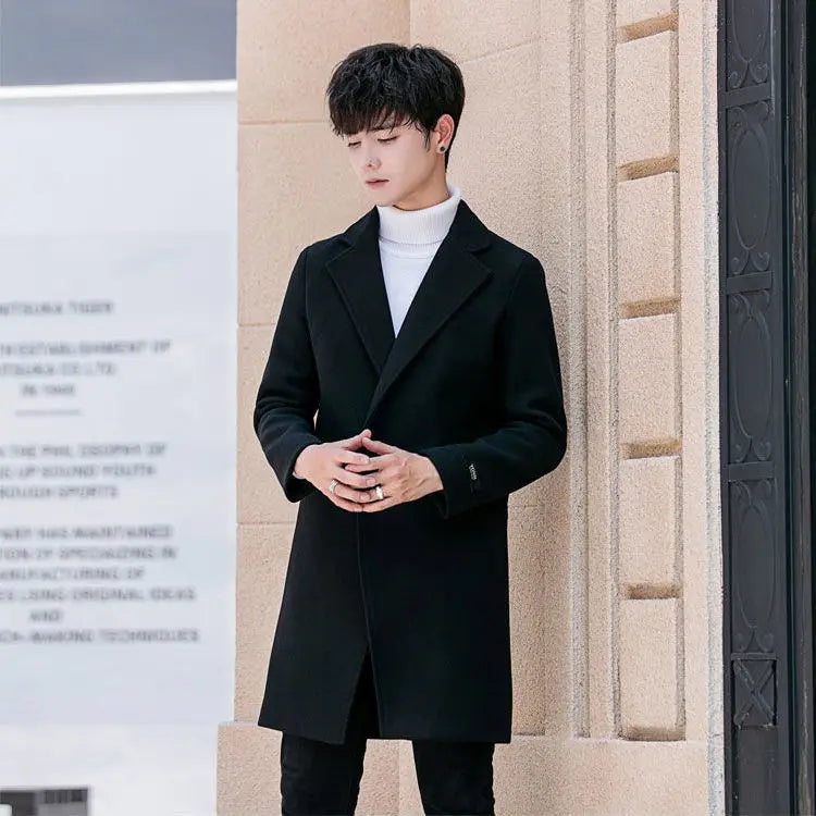 Men's Slim Fit Tweed Woolen Coat