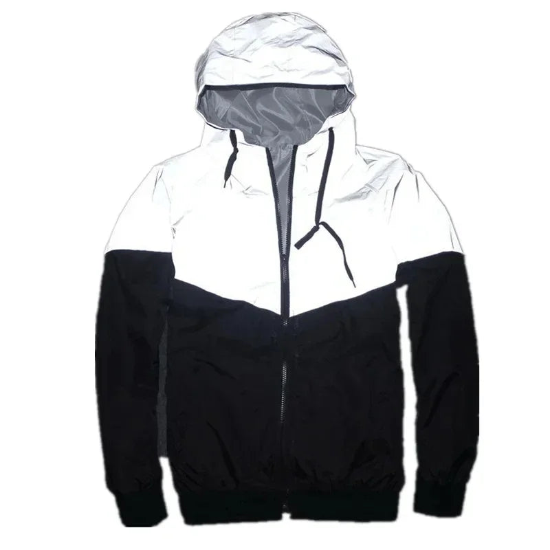 Men's Reflective Patchwork Waterproof Jacket