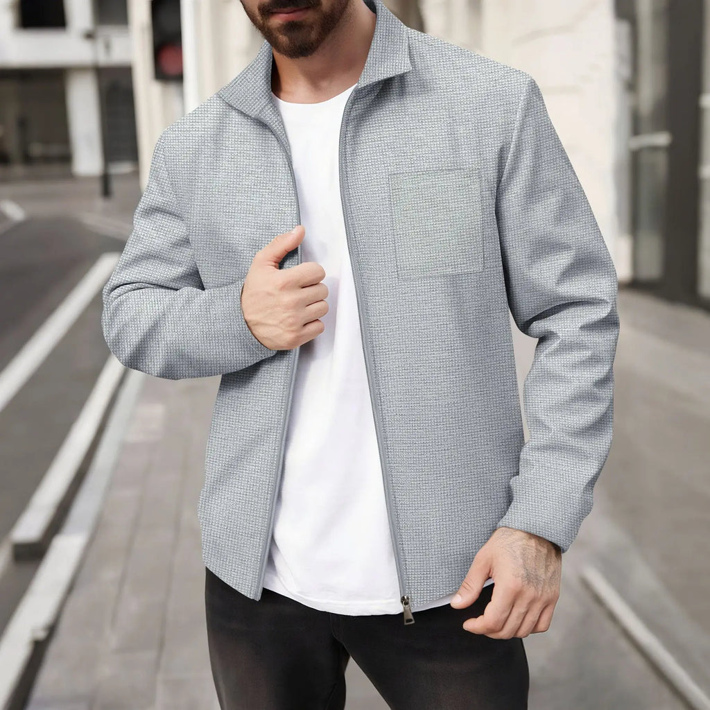 Men's Waffle Knit Slim Fit Cardigan Jacket