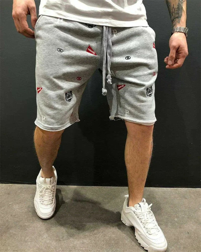 Men's Embroidered Tiger Head Cotton Shorts