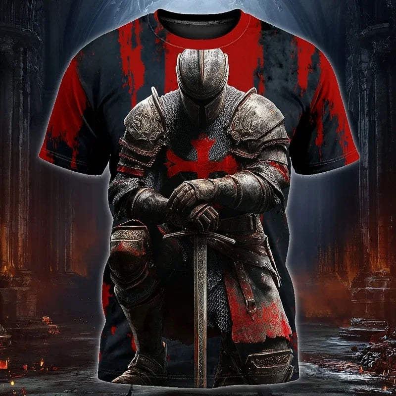 Men's Templar Knight 3D Print T-Shirt