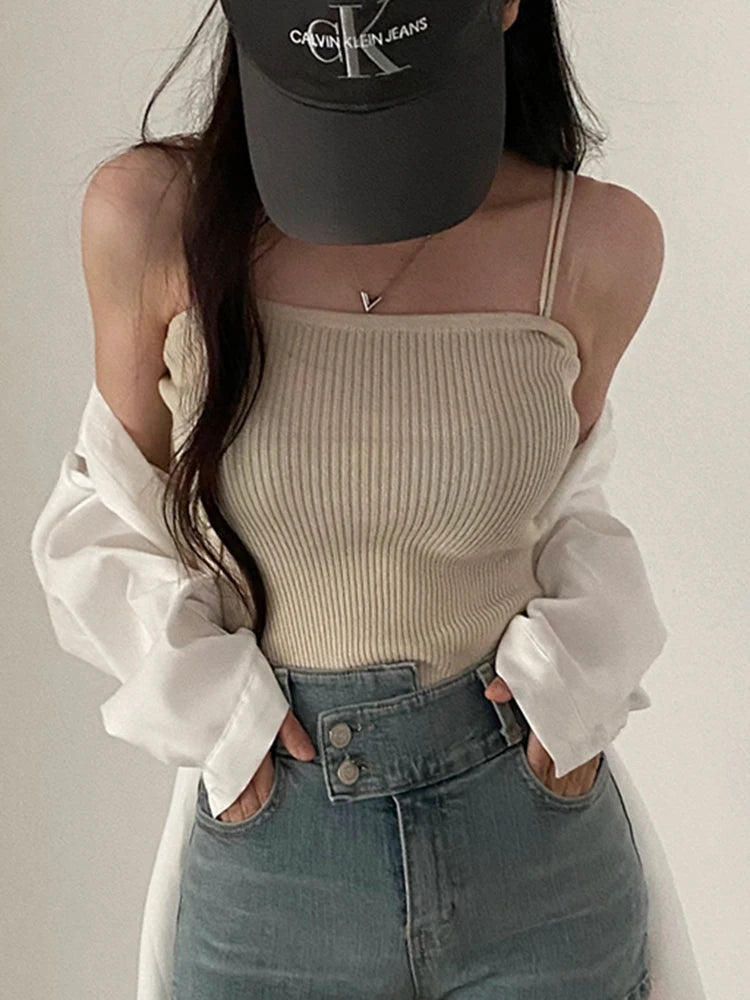 2026 Casual Women Halter Crop Tops Summer Sleeveless Camis Backless Strap Tank Top Slim Solid Short Female Tube Cropped Vest