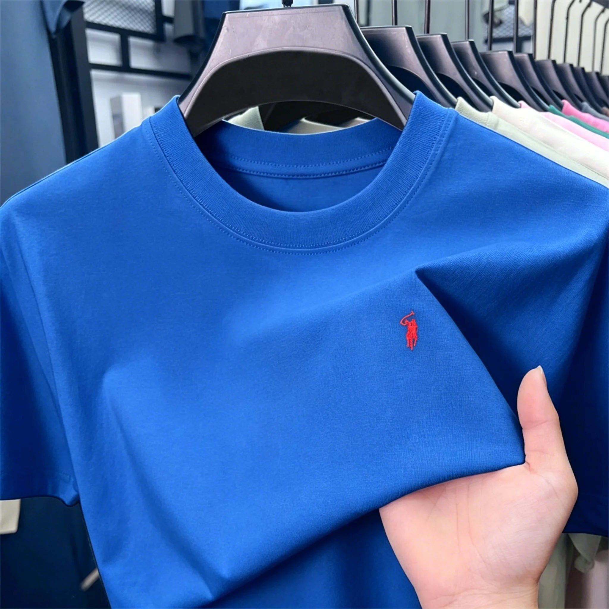 Men's Embroidered Cotton Round Neck T-Shirt