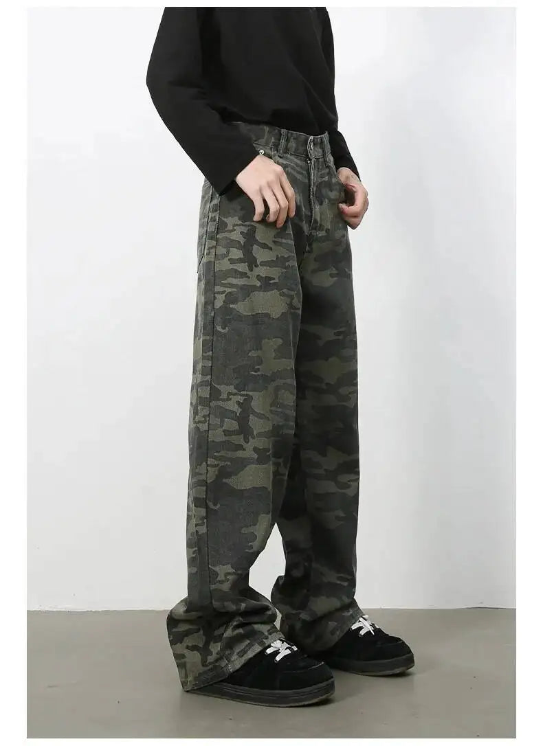 Men's Camouflage Wide Leg Denim Pants
