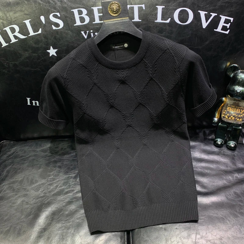 Korean Knitted Solid Color T-Shirt